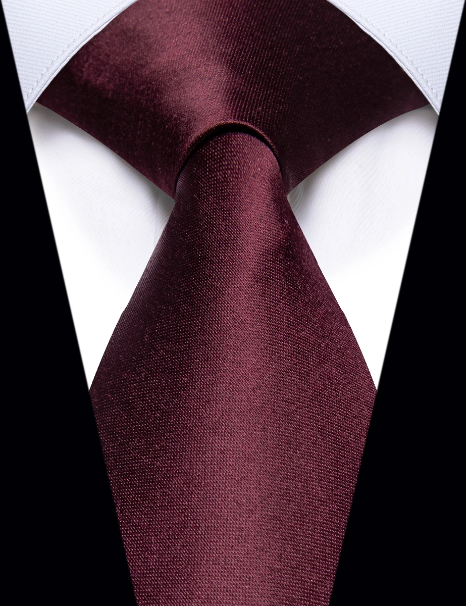 

Burgundy Red Luxury Zipper Tie for Men Accessories Wedding Solid Silk Necktie Pocket Square corbatas para hombre Dropshipping