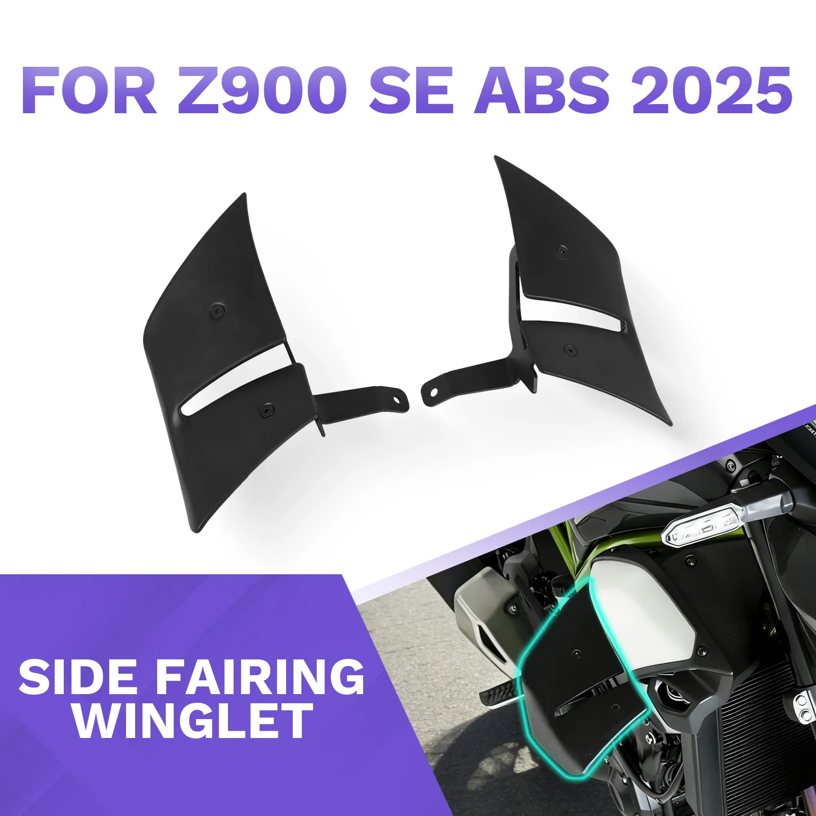 For KAWASAKI Z900 Z900SE Z 900 SE ABS 2025 2026 Motorcycle Accessories Front Spoiler Wind Winglet Aerodynamic Side Deflector