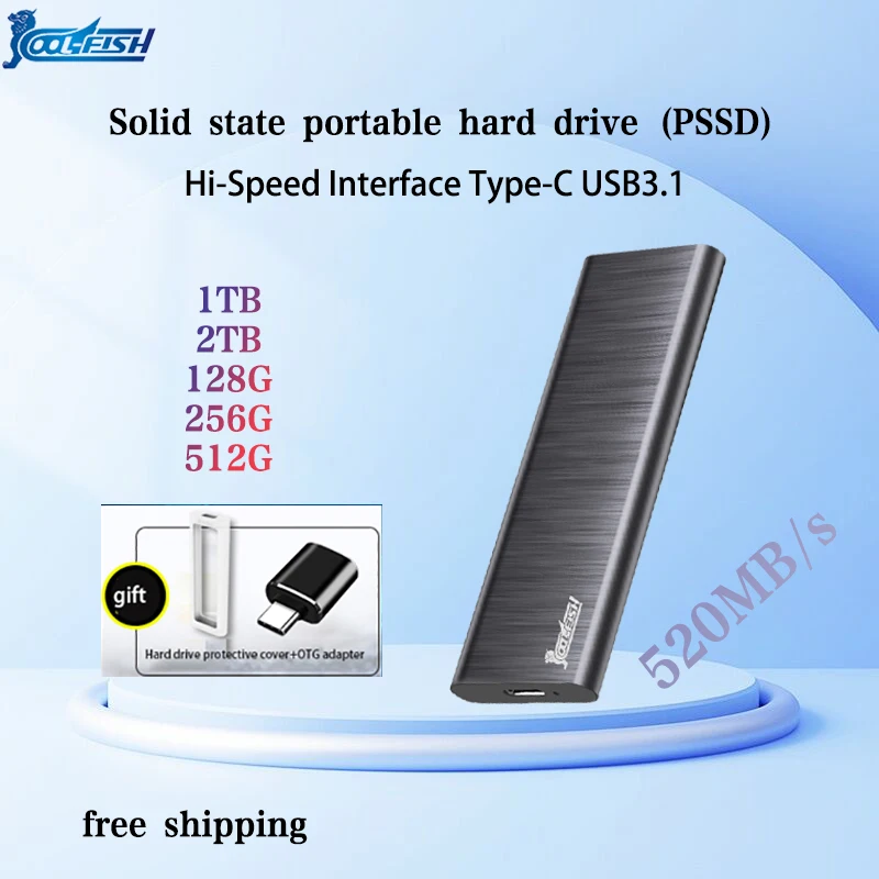 Unità a stato solido ad alta velocità 128G 256G 512G 1TB2TB SSD Tipo-C/USB 3.1 Interfaccia Mini disco rigido Disco rigido esterno per PC portatile