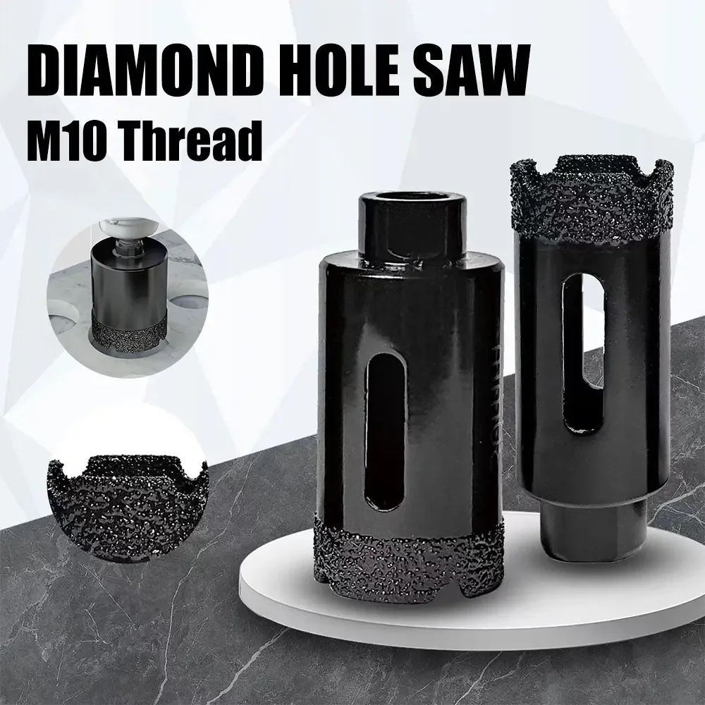1Pc 8-80mm M10 Thread Diamond Brazed Core Dry Drill Bit For Porcelain Tiles Marble Glass Granite Hole Saw Cutter Cutting