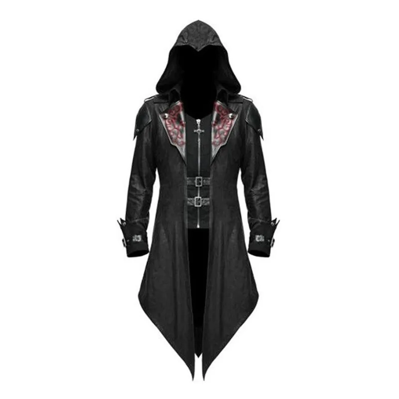 Abrigo Vintage con Parches para Hombre, Tallas S-5XL, Estilo Gótico Medieval, Disfraz de Halloween, Chaqueta de Vampiro para Adultos, Traje para Fiesta o Actuación