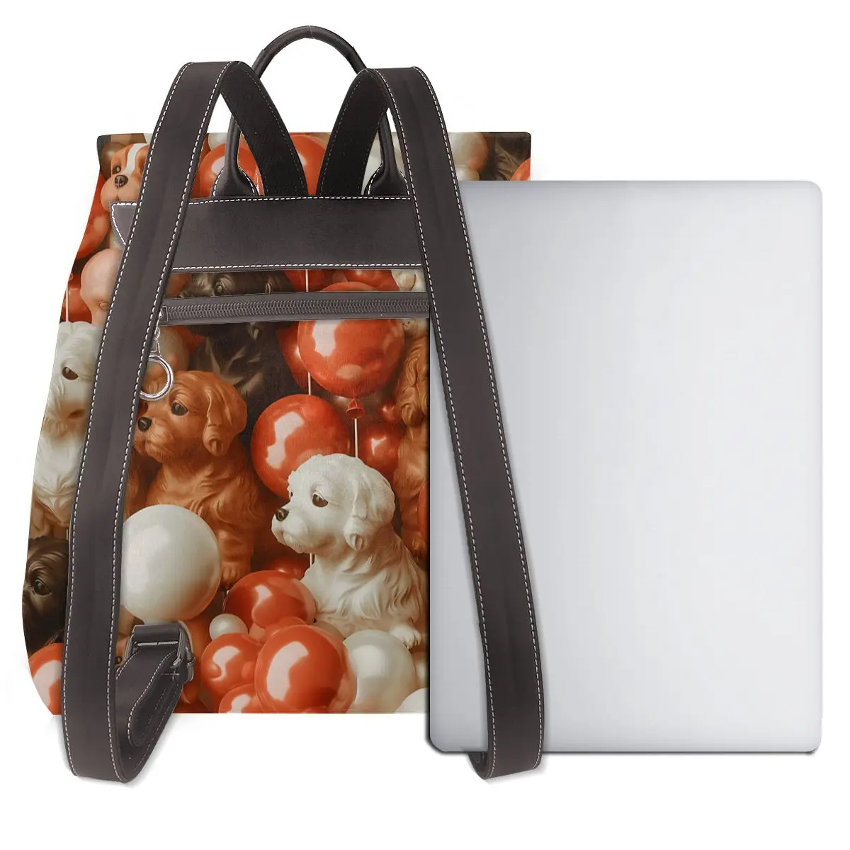 강아지와 풍선 3D 패턴 새로운 핫 여성 배낭 디자이너 고품질 가죽 간단한 패션 대용량 배낭