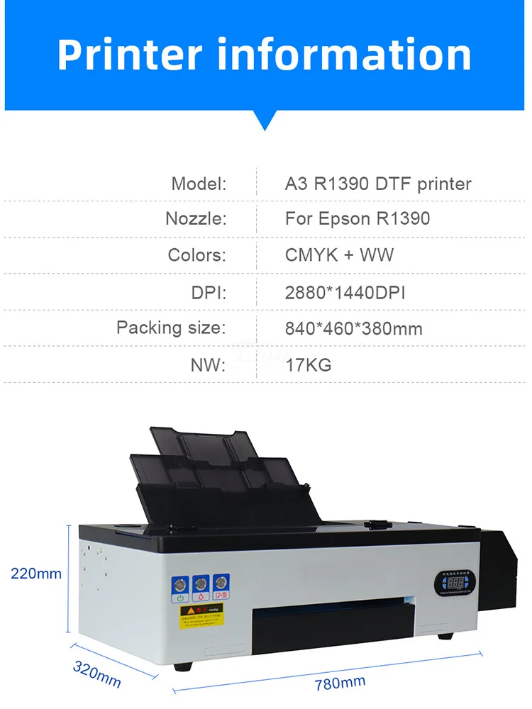 طابعة A3 DTF Epson L1800 رأس الطباعة مباشرة إلى طابعة DTF مع فرن طابعة A3 DTF للملابس تي شيرت Impresora DTF A3