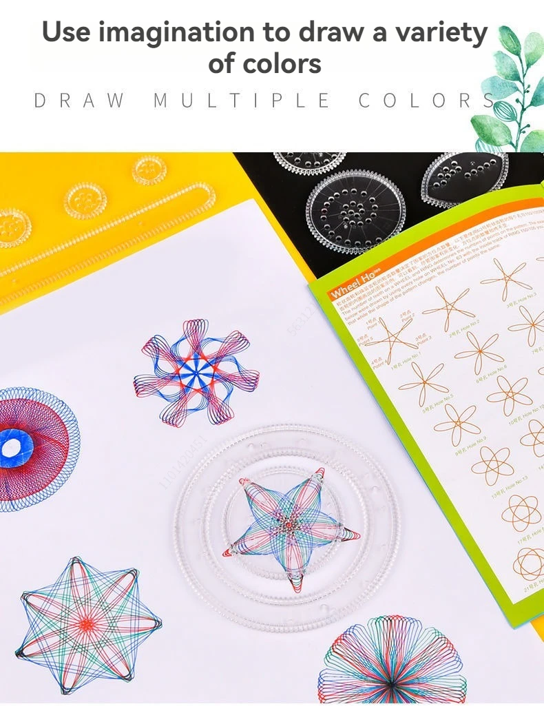 28pcs Wanhua Ruler Set Learning Painting Puzzle Toys Geometric Ruler Mathematical Roulette Drawing Spirograph Art Tool