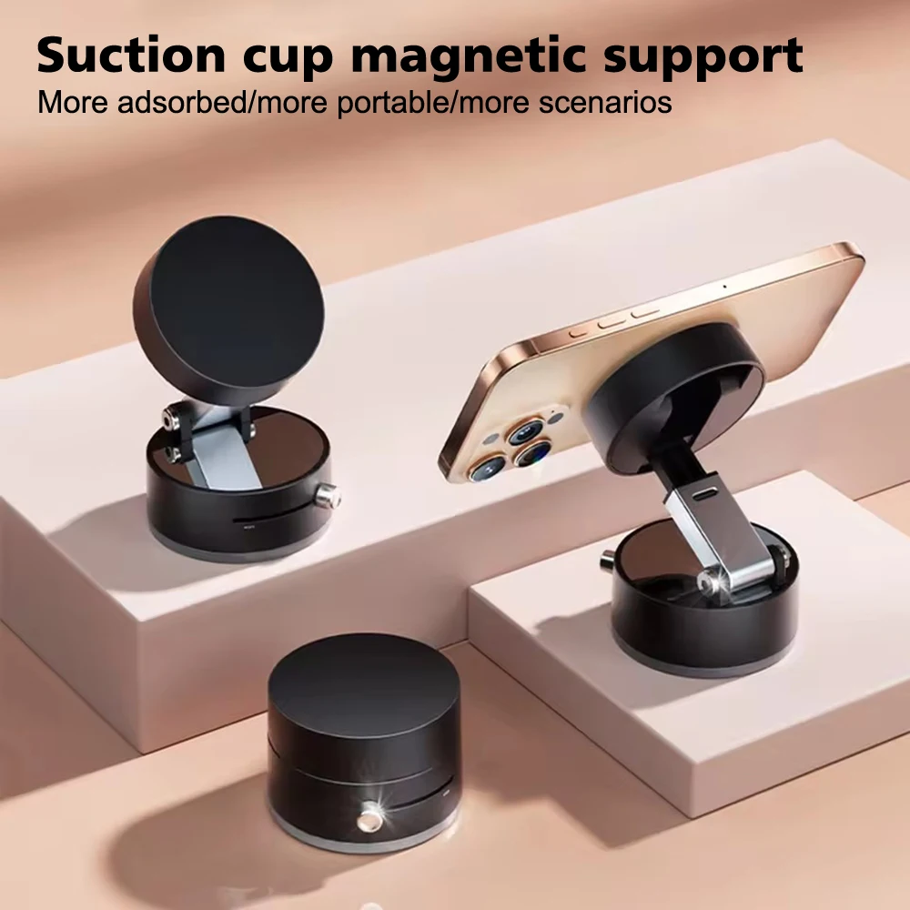 Vacuum Magnetic Suction Cup Phone Holder Foldable Swivel Stand Double-sided Suction Cup GPS Bracket Car Mount Phone Stand