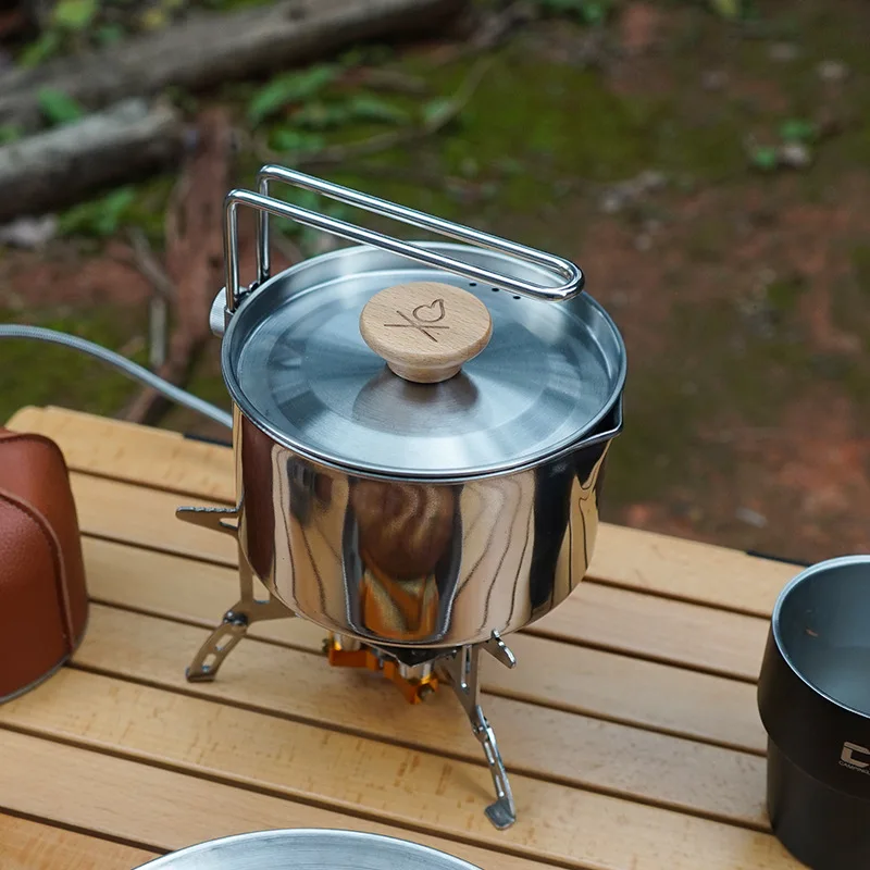 Outdoor multifunctional 304 stainless steel kettle climbing portable coffee pot foldable camping pot teapot fishing