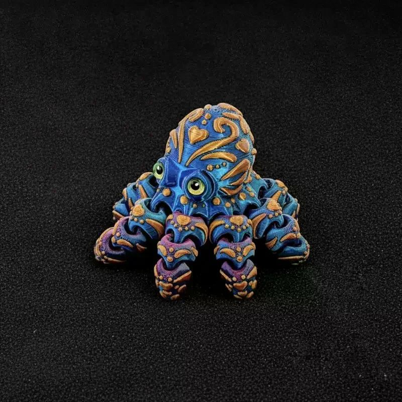 3D Printed Octopus Figurine With Articulated Flexible Tentacles Colorful Patterns For Home Decor Ocean Lovers Collection Gifts