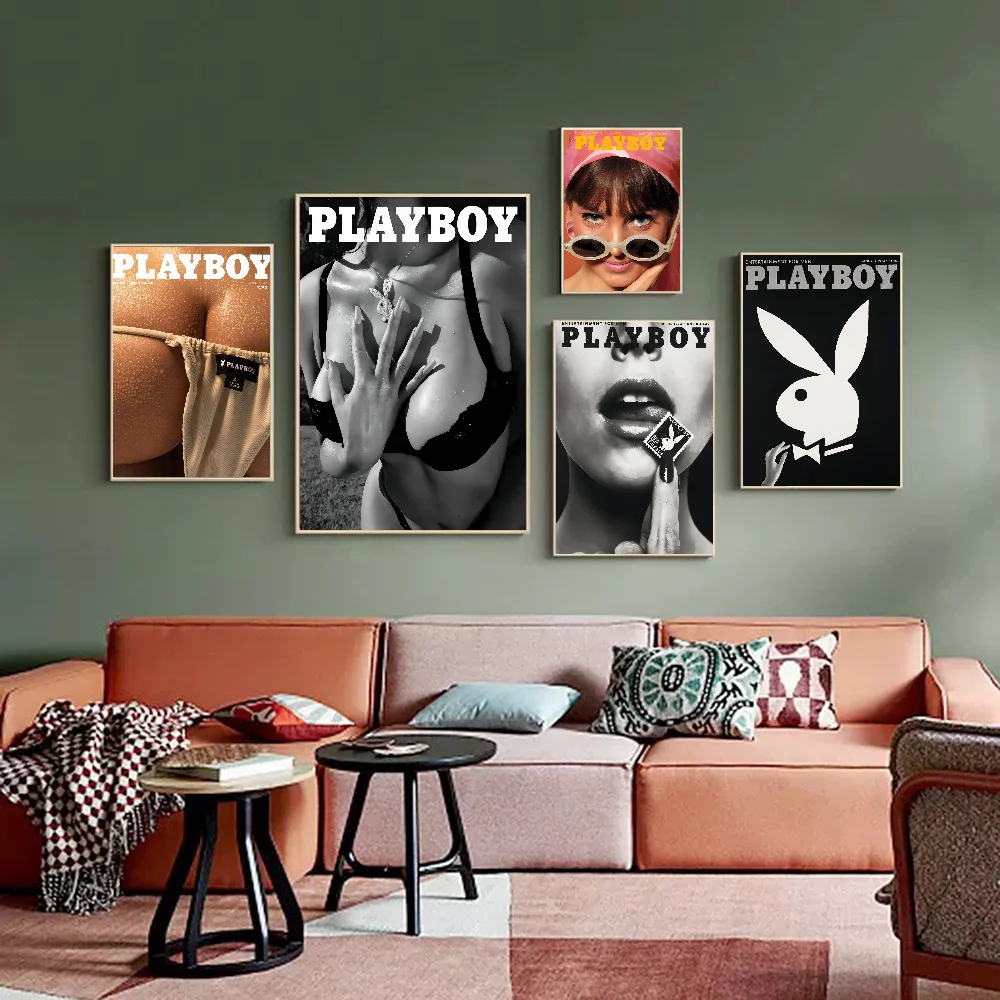 Revista P-Playboy de chica Sexy, impresiones y carteles de buena calidad, decoración Vintage para habitación, Bar, cafetería, decoración del hogar