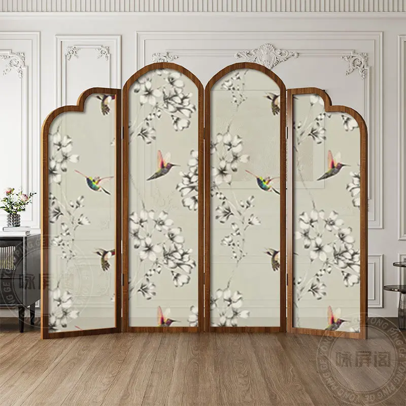 Solid wood folding screen partition guest dining room bedroom decorative sofa background wall
