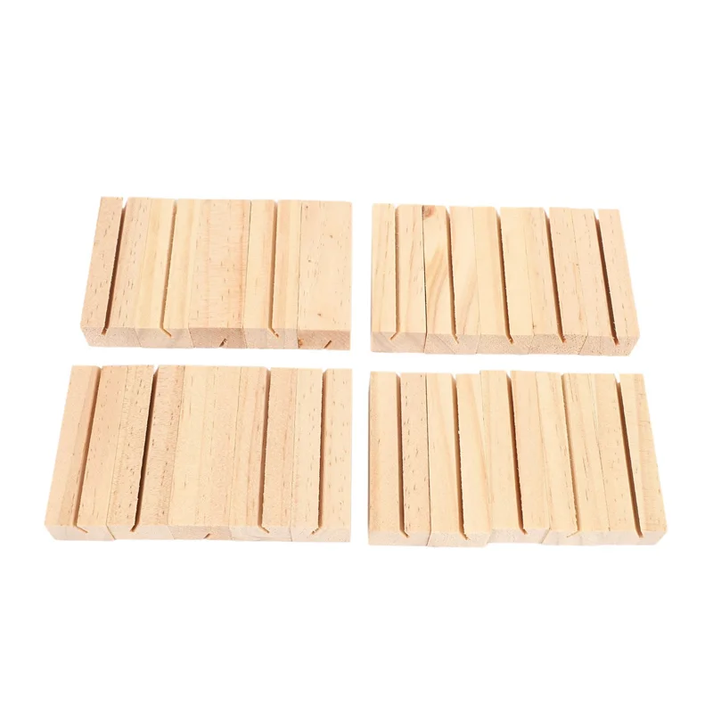 

ABAH-120 Pieces Wood Place Card Holders, Wooden Table Number Holder Memo Stand Clamps Stand Card Desktop Message Crafts