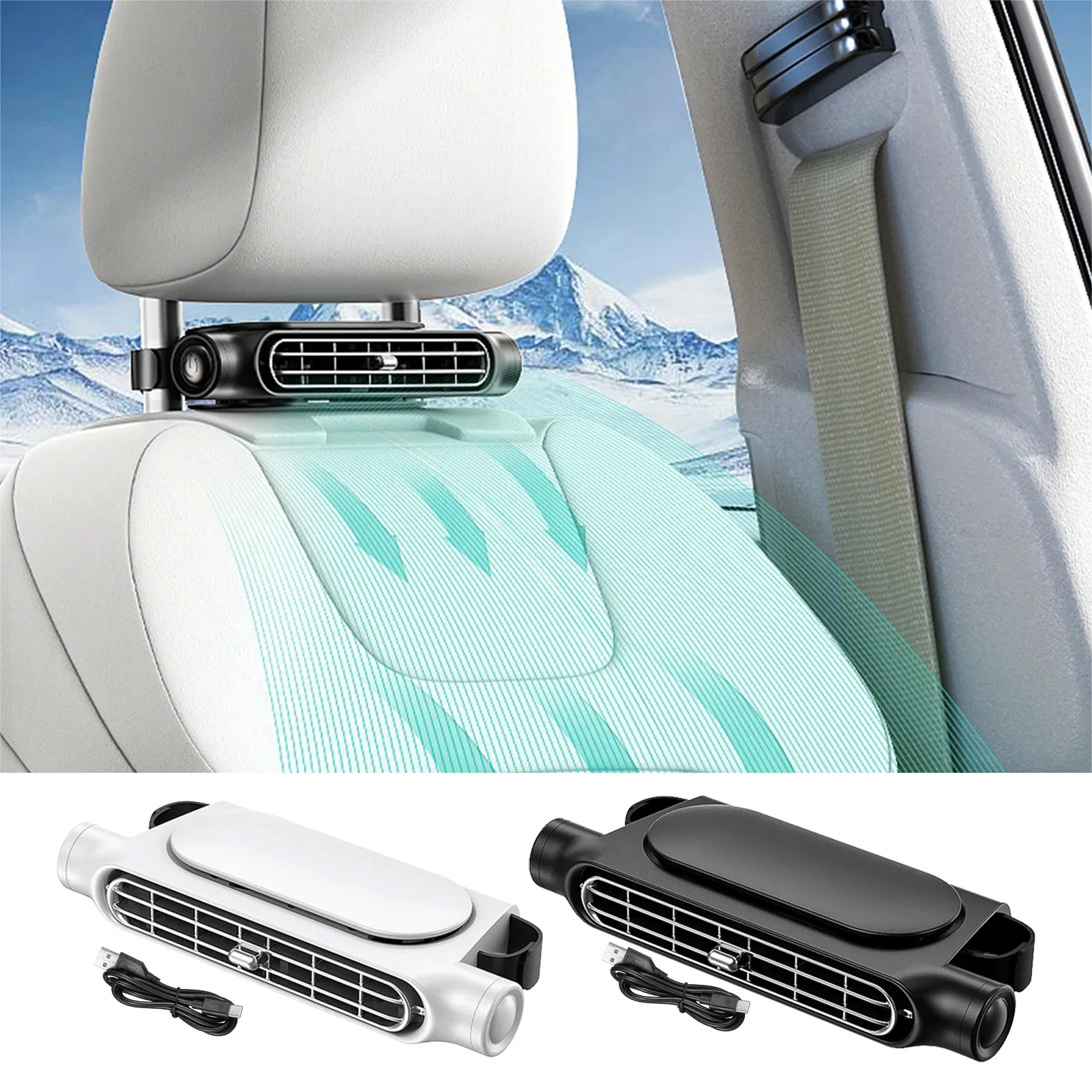 

Car Seat Fan Backseat Cooling Fan USB Powered Electric Auto Rear Seat Headrest Cooling Fans 3 Speed Adjustable Car Interior Fan