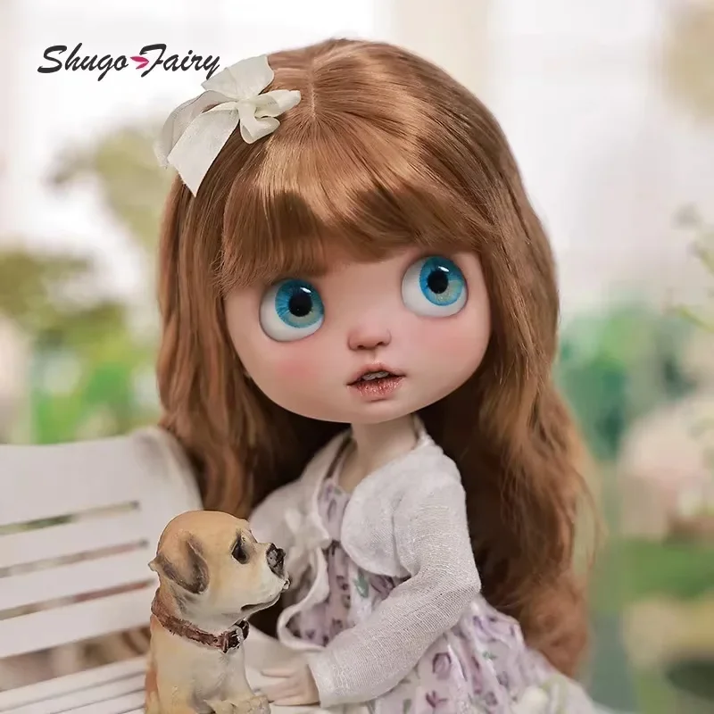 Lime BJD 인형 1/6 풀 세트, 맞춤형 Blythe QBaby 합창단, 빅 헤드 스타일 볼 조인트 인형, 핑크 파란색 가발 모자 옵션, Shugafairy