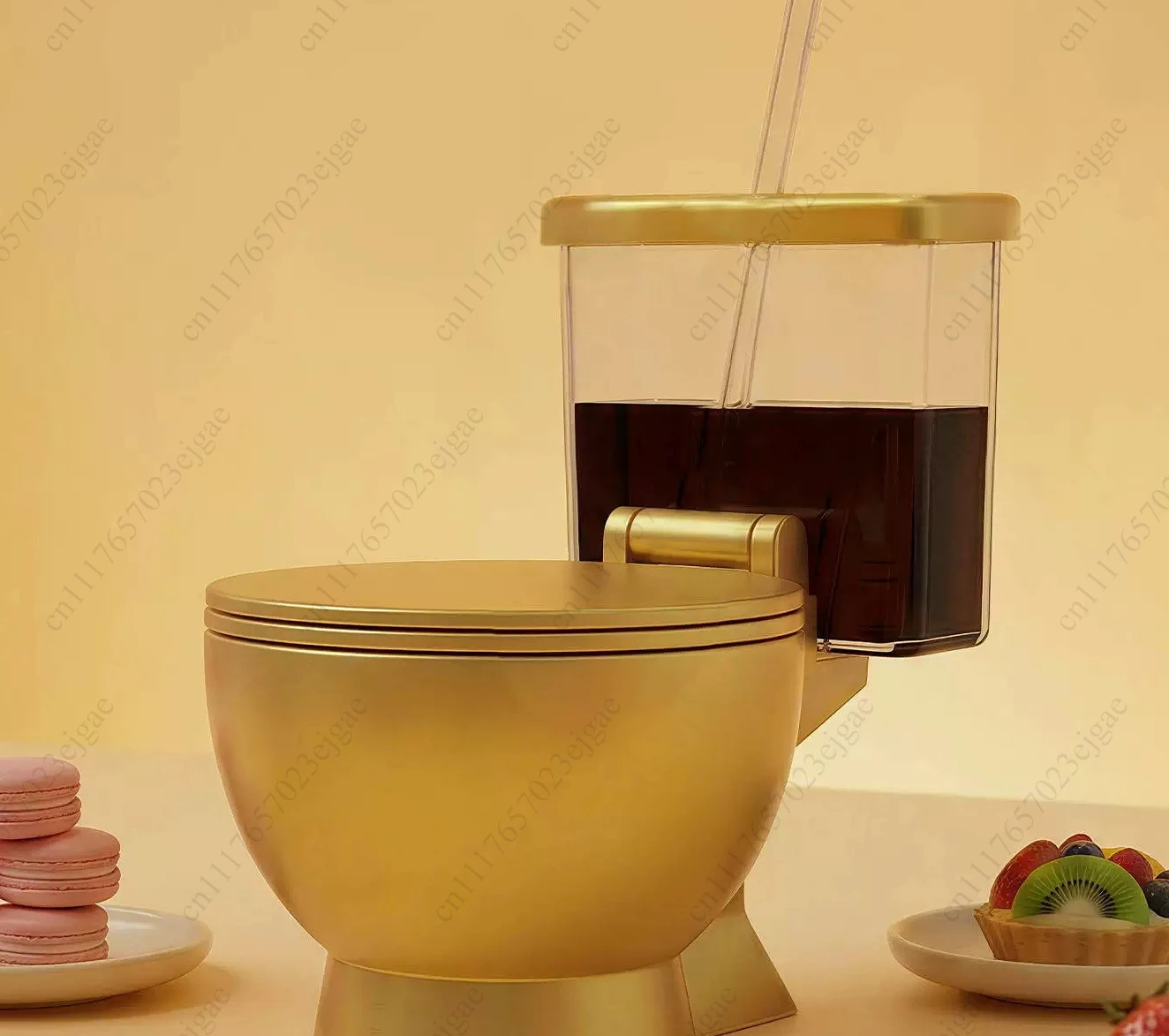 Built In Drink Cup Toilet Shaped Bowl Detachable Straw Design Ramen Bowl Set Stainless Steel Portable Design Gag Gift