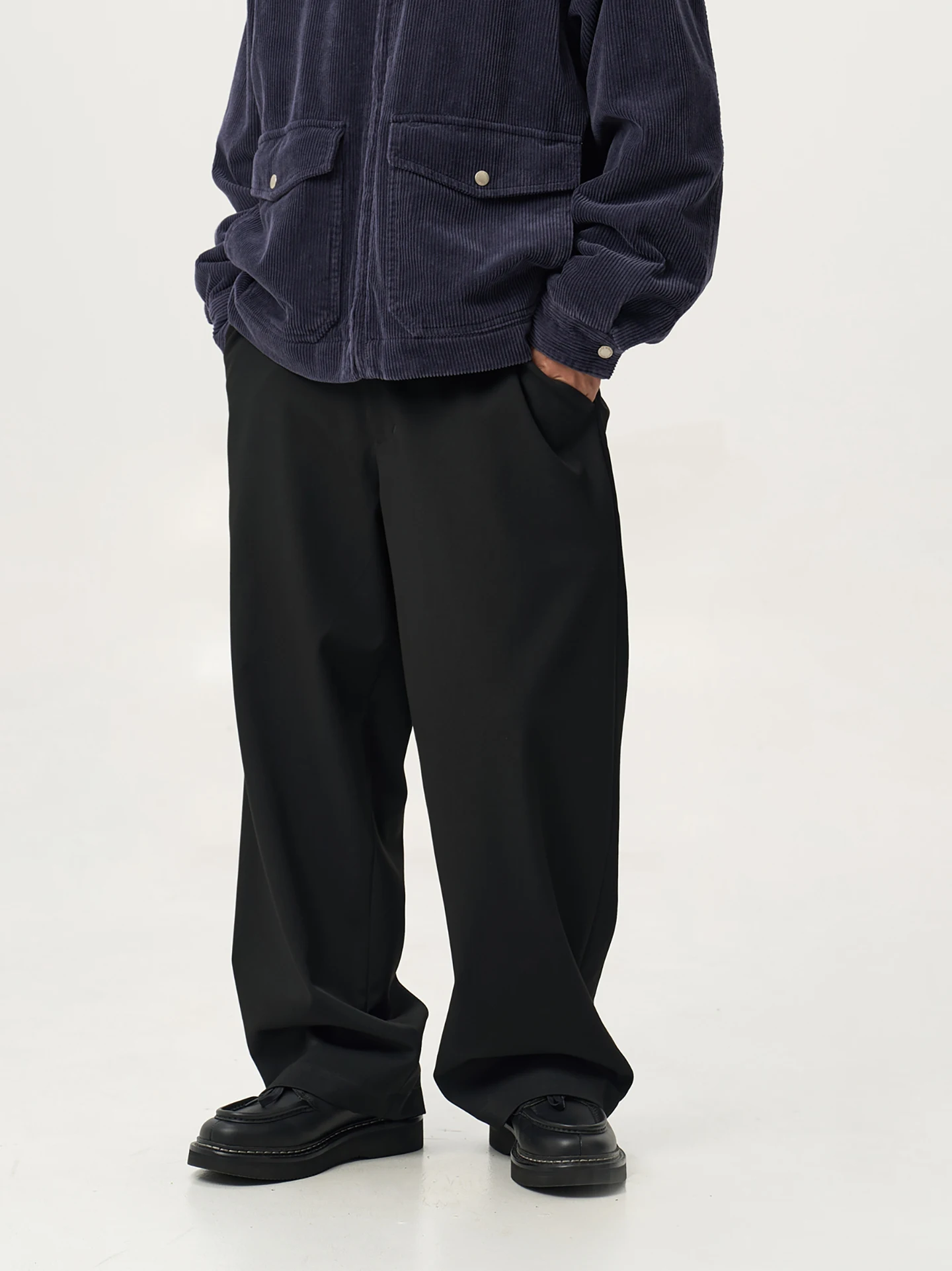 

Мужские брюки-костюмные MIDUPDATE 2025: осенние, винтажные, свободные, драпированные, повседневные, прямого кроя, на молнии, из полиэстера