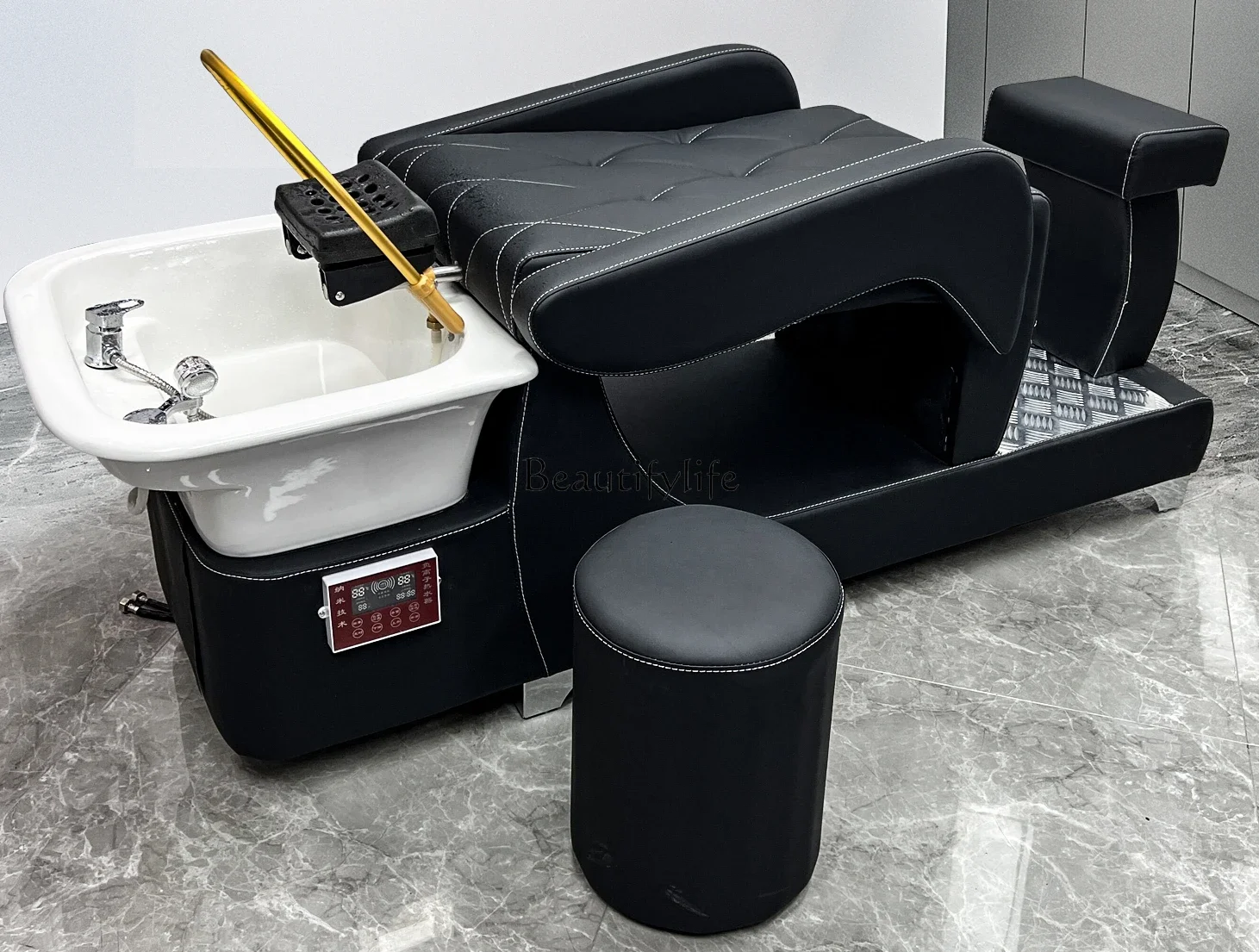 

FG17Hair Salon Shampoo Chair Half Lying Flush Retro Salon Bed