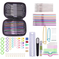 1Set Crochet Hooks Needle Silicone Handle Aluminum Crochet Needle Set Knitting Needles DIY Sweater Weave Sewing Knitting Tool