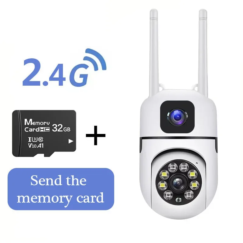 Dual-lens Wifi Remote Camera 360 Degree Home Surveillance Monitor High-definition Full-color Lightbulb Head Pan-tilt Camera