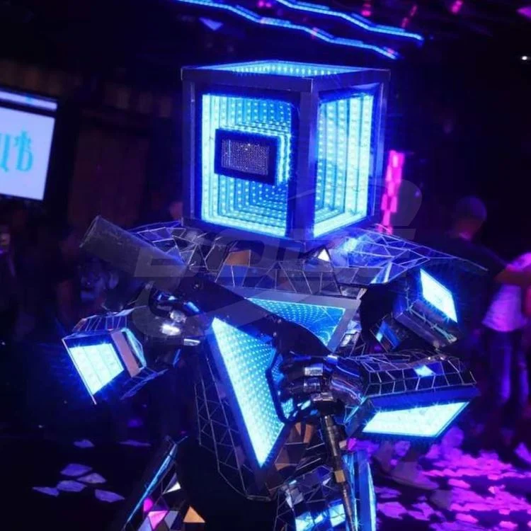 Mirror Robot Display Costumes LED Party Performance Wears Armor Suit Colorful Light Clothe Club Show Outfits Helmets Disco Bar