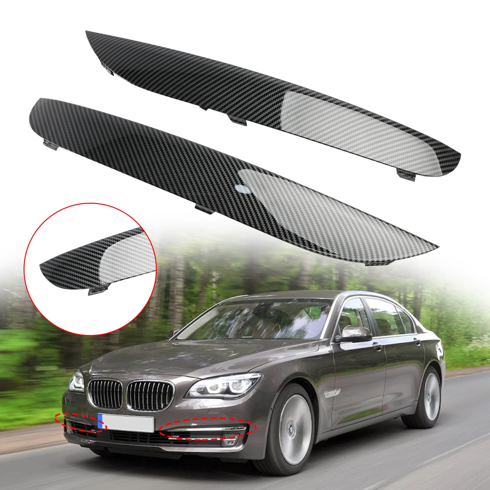 

L+R Front M Sport Bumper Moulding Trims for BMW 7 Series F01 F02 2009-2015
