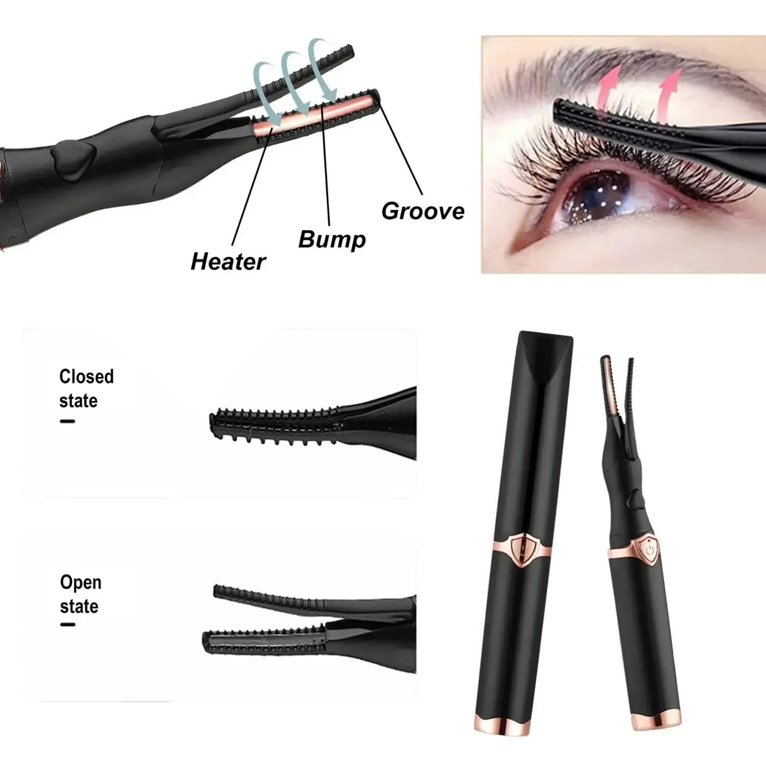 Heated Eyelash Curler Mini Electric Eyelash Curler Portable Electric Eyelash Curler Usb Rechargeable Eyelash Manager