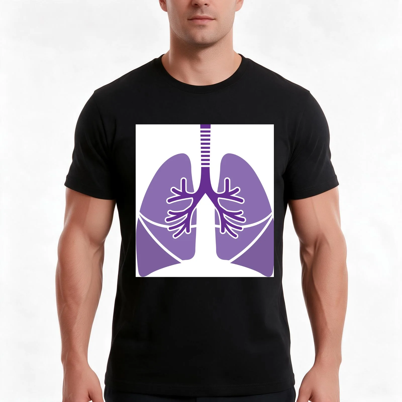 Lungs T-Shirt, Summer Casual Cotton Tee, Oversized Streetwear Tops, Vintage Graphic Print, Loose Fit Short Sleeve, 100% Cotton