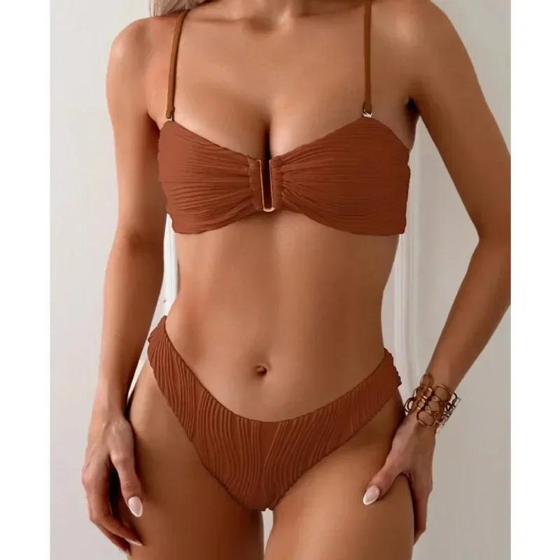 مثير الصلبة البيكينيات 2025 المايوه ملابس السباحة النسائية رفع الإناث ملابس سباحة حريمي الشاطئ لباس سباحة البرازيلي مجموعة البكيني بركة السباح