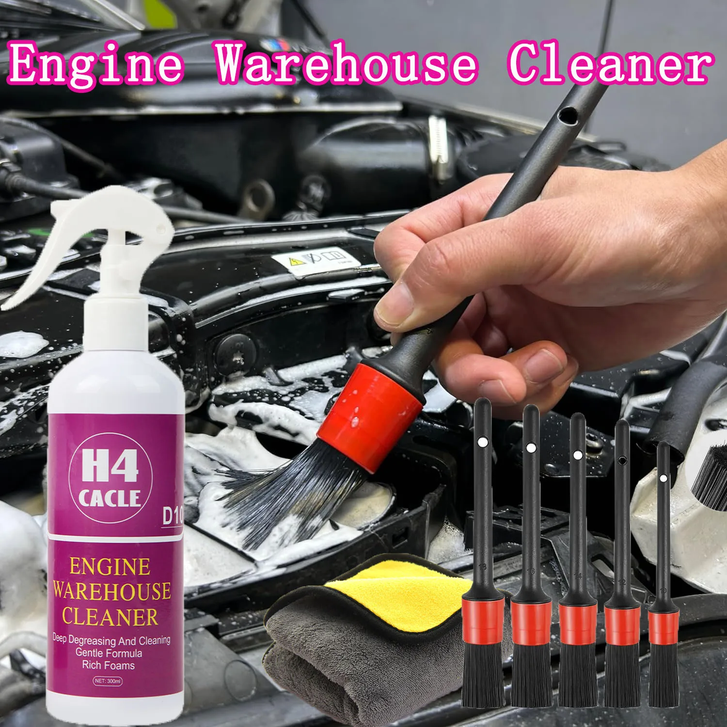 Exterior Engine Cleaner Car Exterior Engine Cleaning Oil Stain Remover Degreaser Waterless Wash Cosmetic Care Car Use