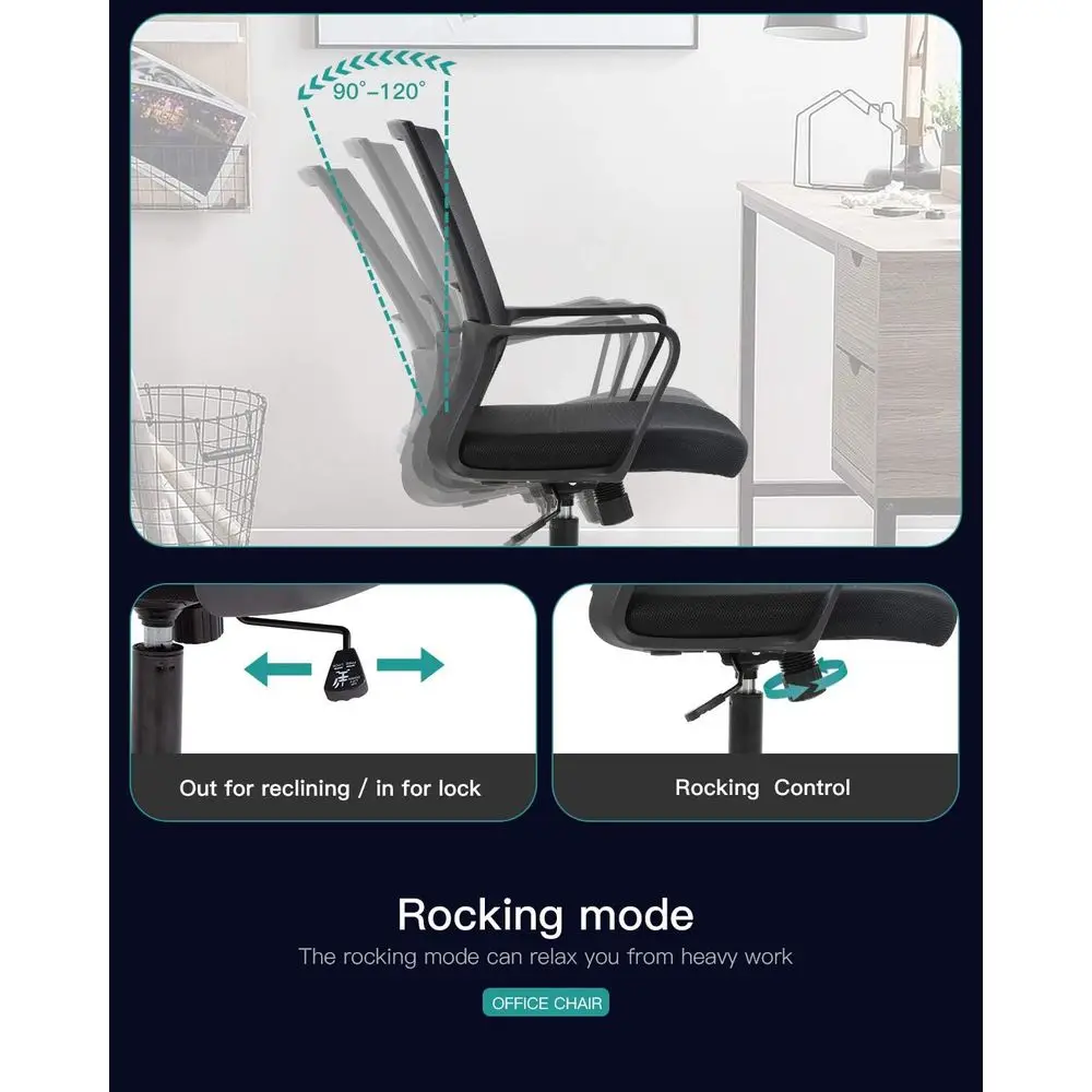 Office Chair Ergonomic Desk Chair Mid Back Computer Chair with Lumbar Support Armrests Breathable Mesh Height Adjustable Chair R