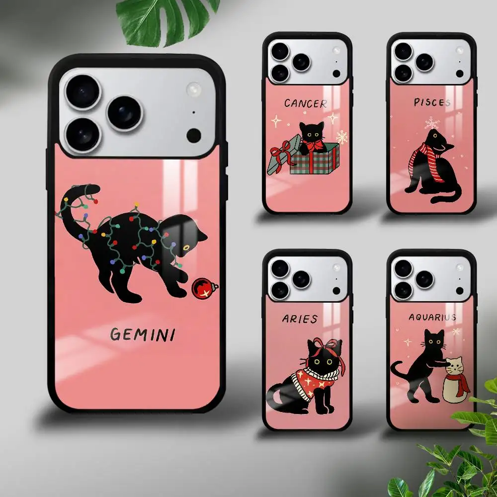 

1PC Christmas Cats Cute Phone case For iPhone 17 16 15 14 13 12 11 Pro Max Mini Plus Hard Mirror Funda