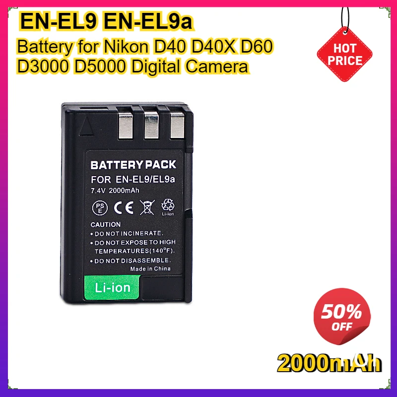 

2000 мАч EN-EL9 EN-EL9a ENEL9 ENEL9a EN EL9 аккумулятор для цифровой камеры Nikon D40 D40X D60 D5000 D3000
