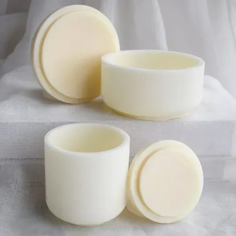 DIY taza de yeso redonda vela perfumada molde de silicona florero tarro de almacenamiento molde de cerámica de yeso suministros para Artesanías hechas a mano