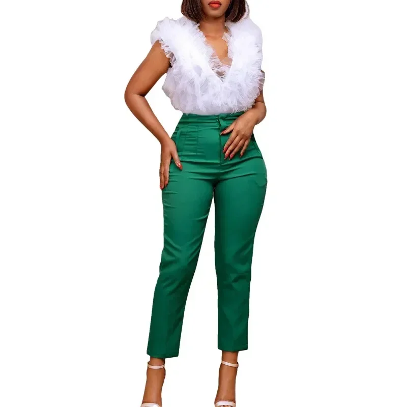 Chamliforve Clothes for Women Autumn High Waist Trousers Office Work Lady Long Solid Color Pants Dashiki African Clothing