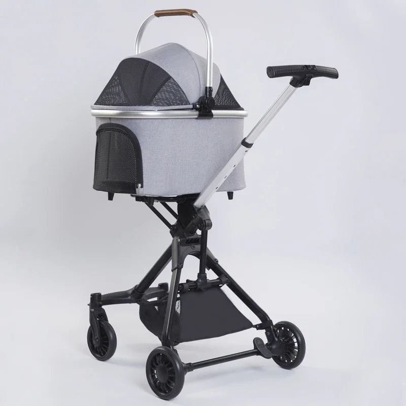 2023 new design lightweight portable travel pet trolley aluminium pet stroller dog for small dog