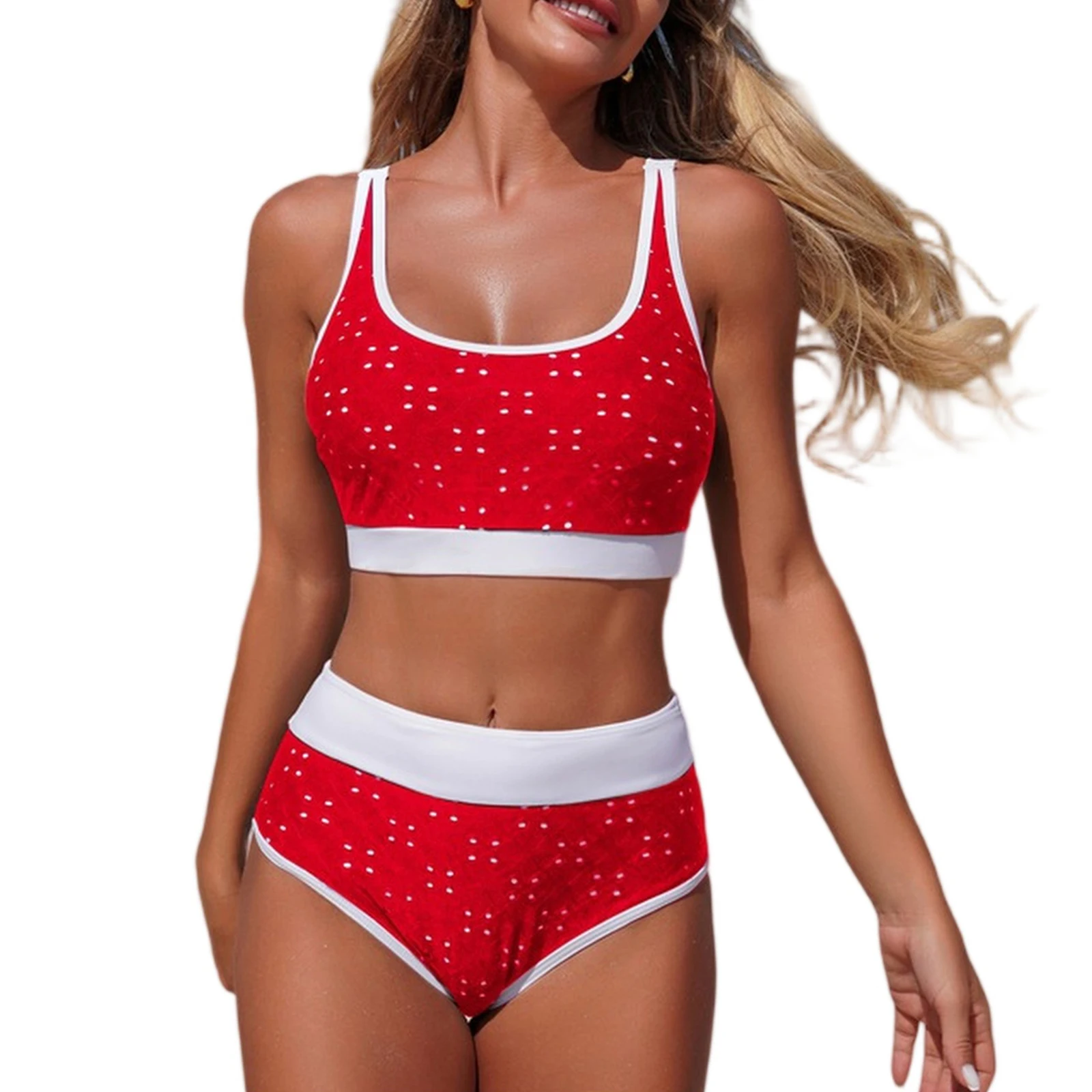 

2026 Sporty High Waist Bikinis Hollow Swimsuit Women Solid Padded Swimwear Female Bathers Bathing Swimming Swim Suit Beachwear