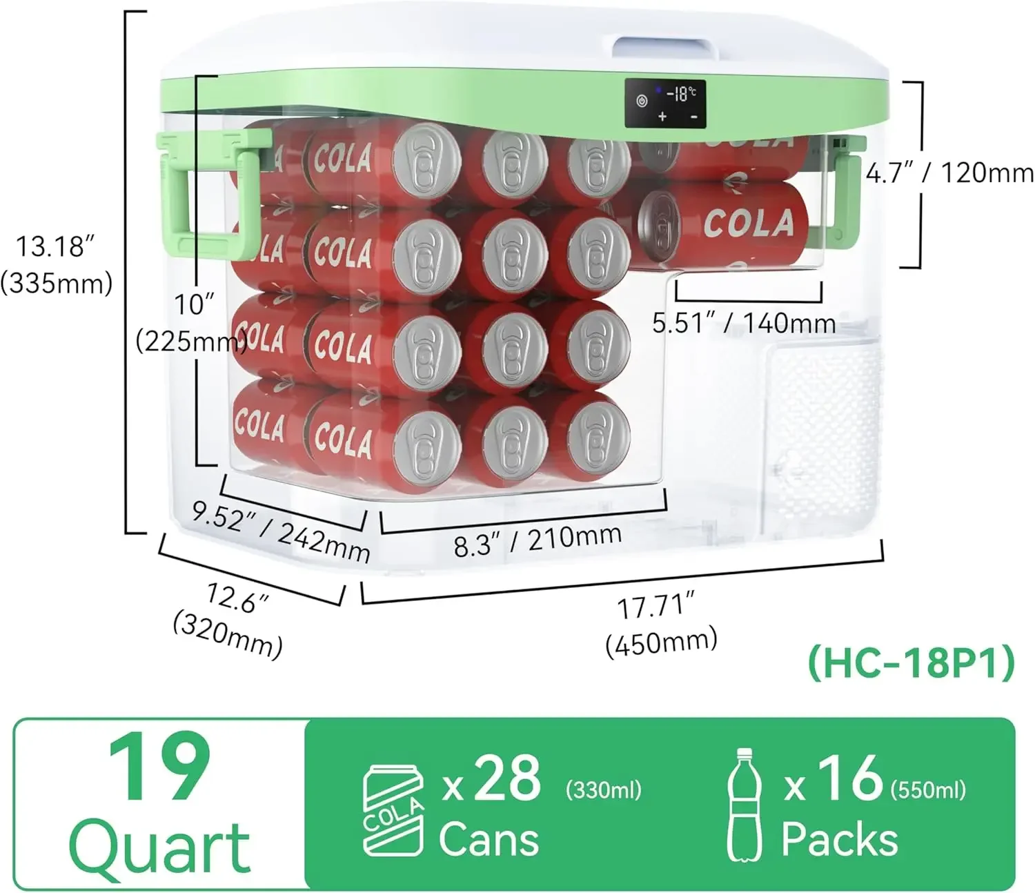 ตู้เย็นแบบพกพา 12V ตู้เย็น 19 Quart (18 ลิตร) 12 โวลต์ตู้แช่แข็งคอมเพรสเซอร์ Cooler 12 V/24 V DC 110 ~ 240 V AC สําหรับรถบรรทุกรถตู้ RV