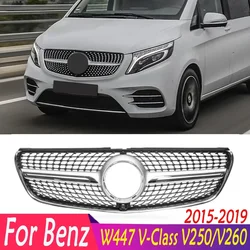For Mercedes Benz W447 V-Class V250/V260 2015-2019 Diamond Style Front Bumper Grille Hood Tuning Racing Grill Car Accessories