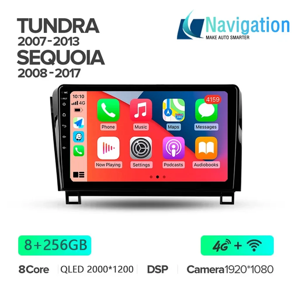 Android 15 Carplay Car Radio For Toyota Tundra XK50 2007 - 2013 Sequoia XK60 2008 - 2017 Navigation GPS Multimedia Player stereo