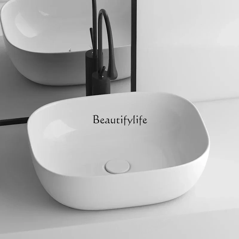 

Minimalist Smooth Bathroom Sinks for Terrace Easy To Clean Modern Ceramic Basin Luxury Creative Commercial