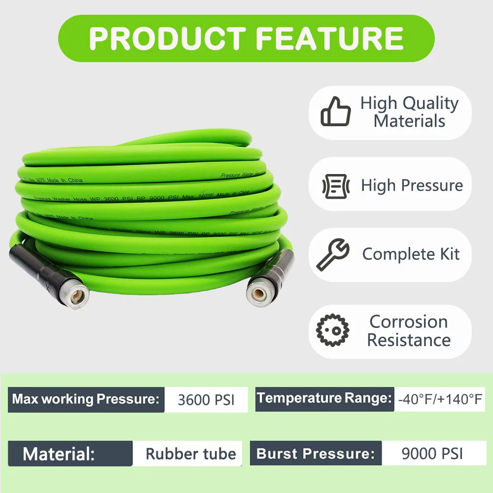 Super Flexible Pressure Washer Hose Cord Pipe 3600 PSI Kink Resistant High Pressure Hose M22 -14&15 For Black & Decker/Michelin