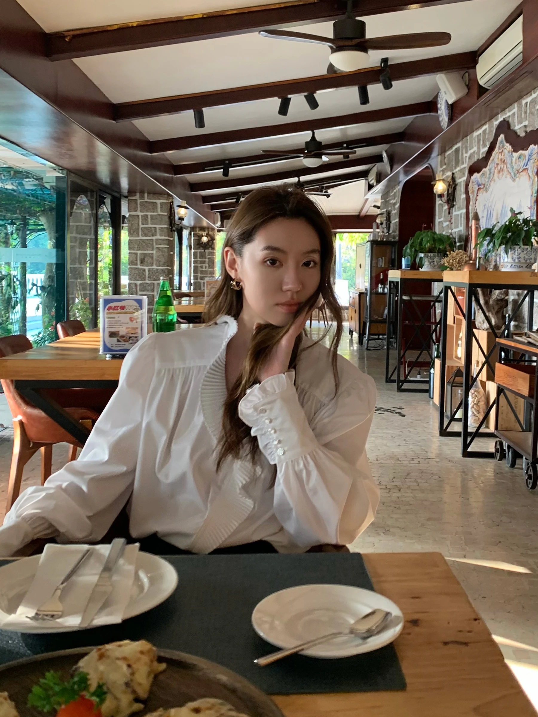 

Gakee Official Court Sle Women's irt Spring Collection Pleated Stand Collar Design Premium Feel Loose Fit Long Sve Top