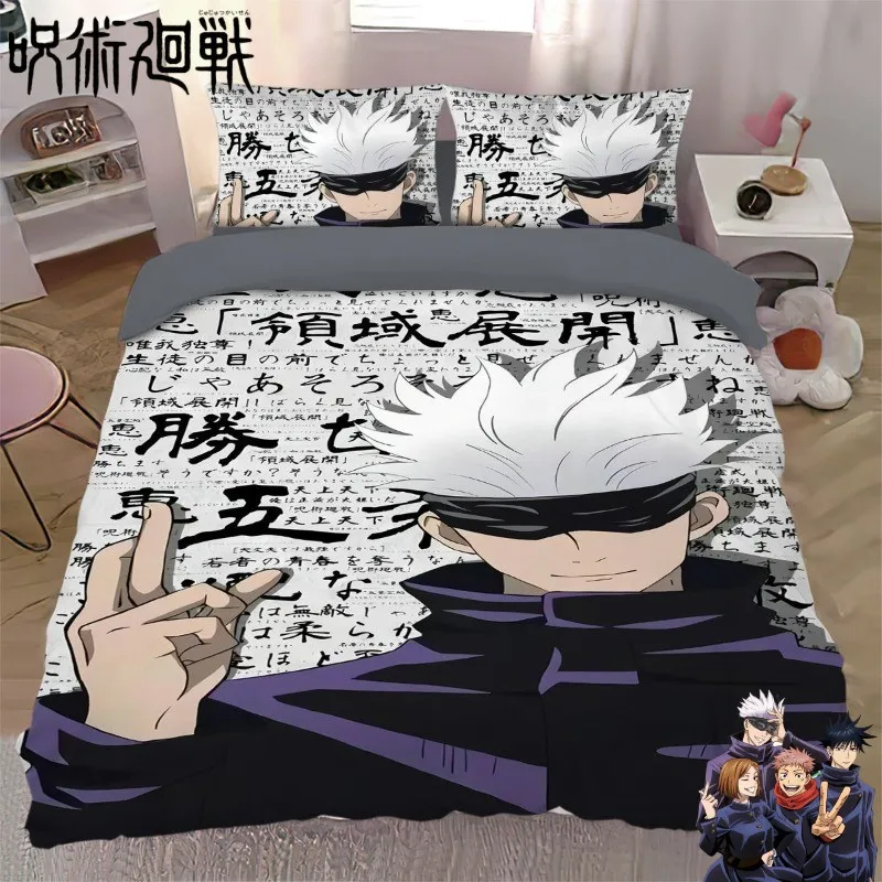 jujutsu-kaisen-funda-nordica-de-algodon-para-dormitorio-de-estudiantes-perifericos-de-dibujos-animados-simples-para-el-hogar-para-ninos-sabanas-suaves-de-cuatro-piezas