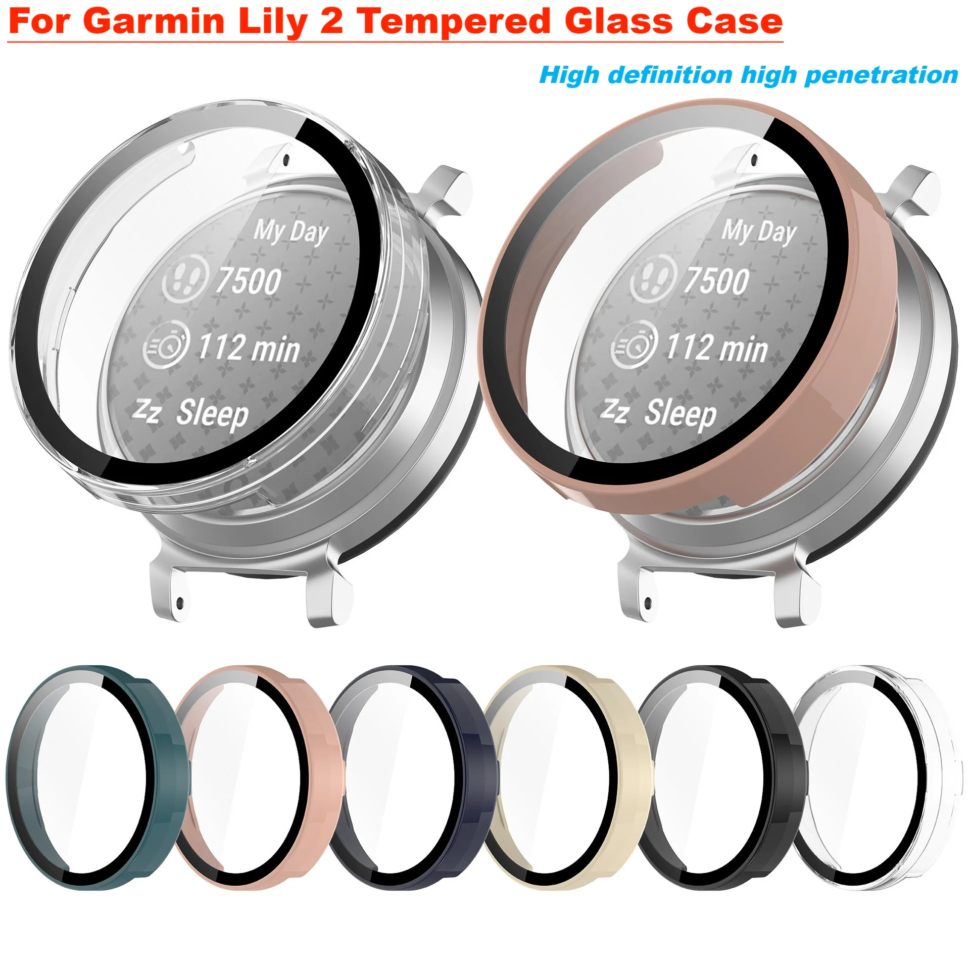 Tempered Glass Case For Garmin Lily 2 Smart Watch Screen Protector Full Cover Protective Bumper Lily2 Smart watches Accessories