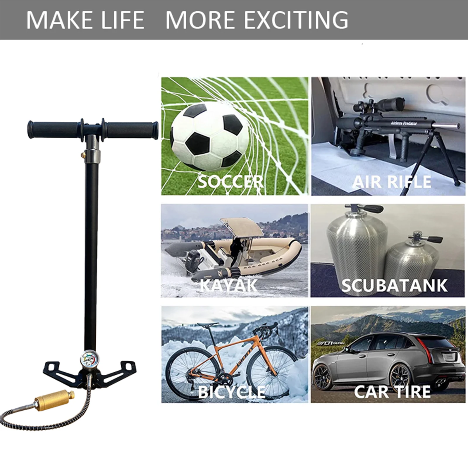 NUOGE 4 Stage 30mpa 4500Psi  PCP Hand Pump  High Pressure Operated HPA Tank Hunting Car Bicycle