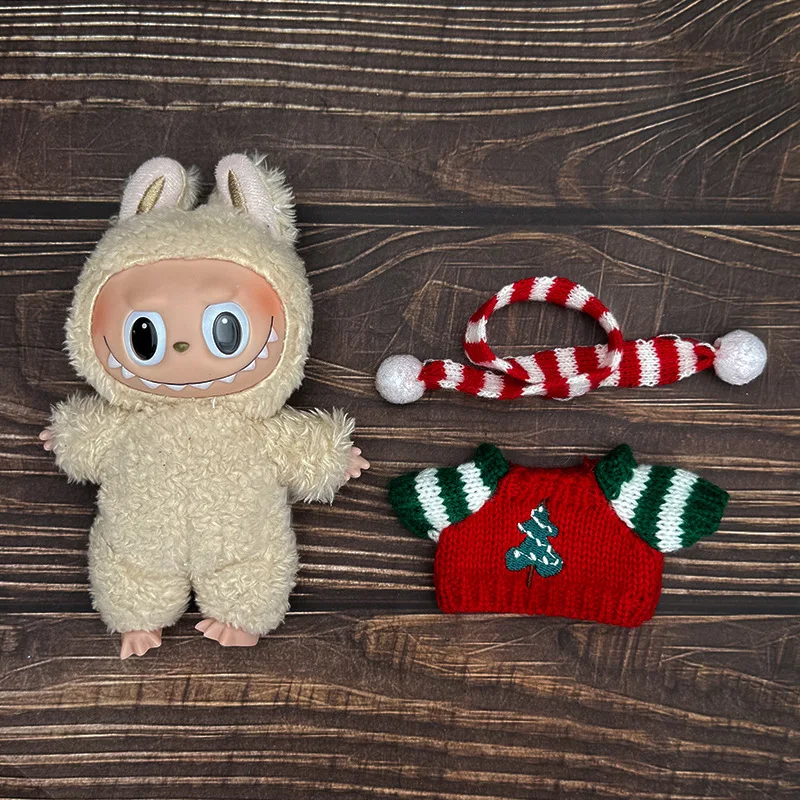 

Для одежды Labubu: рождественский комплект с оленями (красный праздничный наряд) для V1/V2/V3 — наряд Labubu, праздничный подарочный рождественский набор