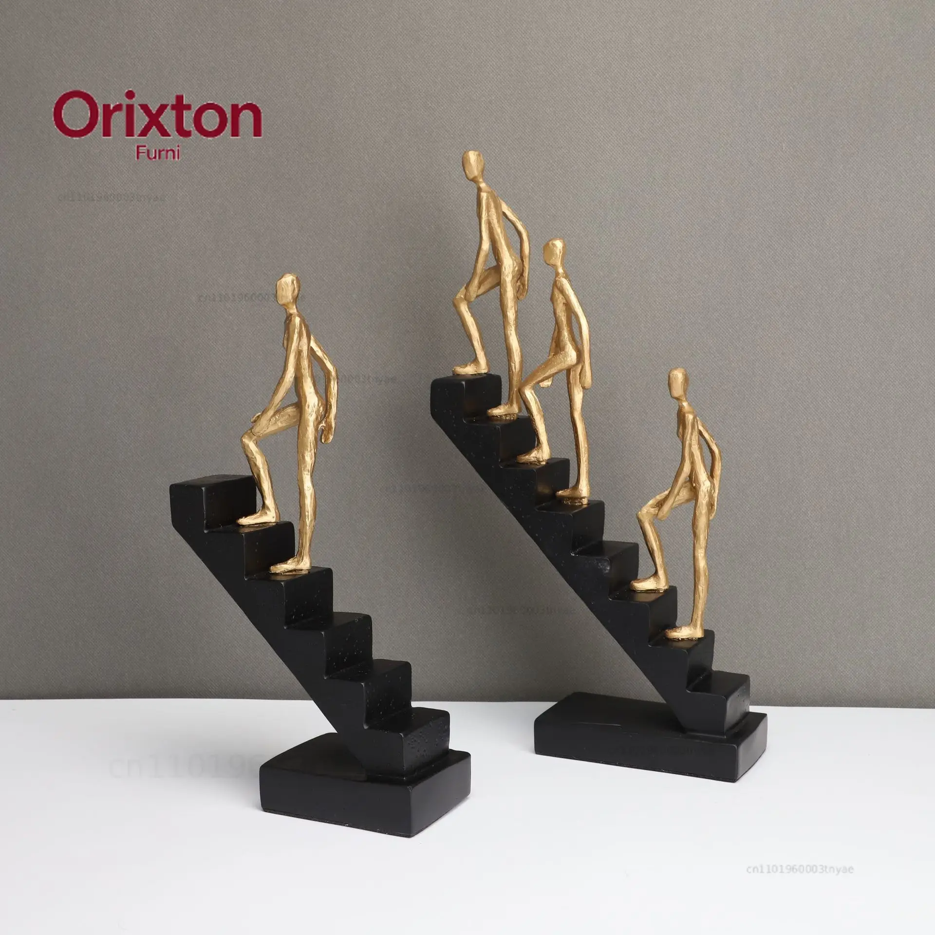 Staircase Figure Sculpture Golden Man Climber Abstract Simulation Handicraft Ornaments Artwork Furnishings Home Decoration