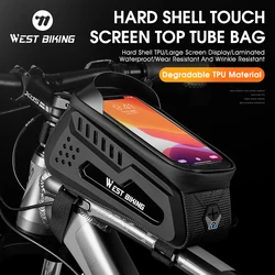 WEST BIKING Bicycle Top Tube Bag Touch Screen 7.4 Inches Cycling Phone Bag 2L/2.2L Waterproof Bike Bag MTB Road Bike Accessories