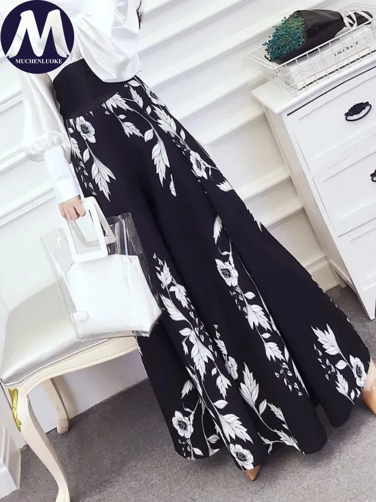 High Waisted Wide Leg Pants for Women, Long Skirt Pants, Wide Leg Pants, Elegant Appear, Korean Fashion, Leisure, Summer, New