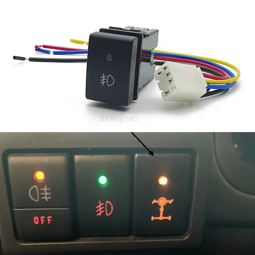 Für Suzuki Jimny 2007 2008 2009 2010 2011 2012 2013 2014 2015 Orange LED Licht Auto Nebel Licht Taste Schalter mit Draht – Detail 1