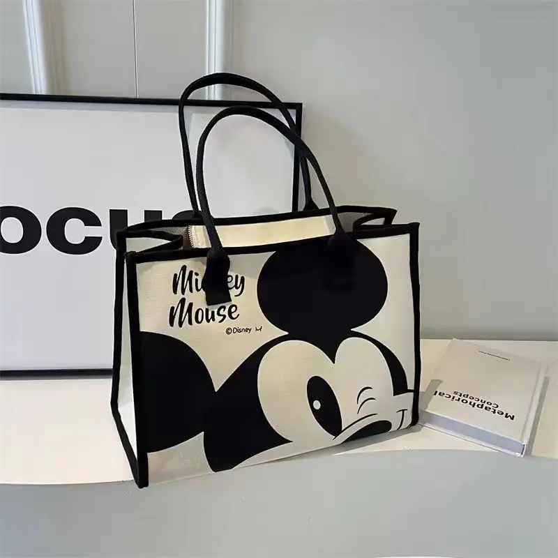 Disney Mickey Women's Large Capacity Shoulder Bag Korean Version Tote Handbag Fashionable Canvas Bag Daily Commuting image 5