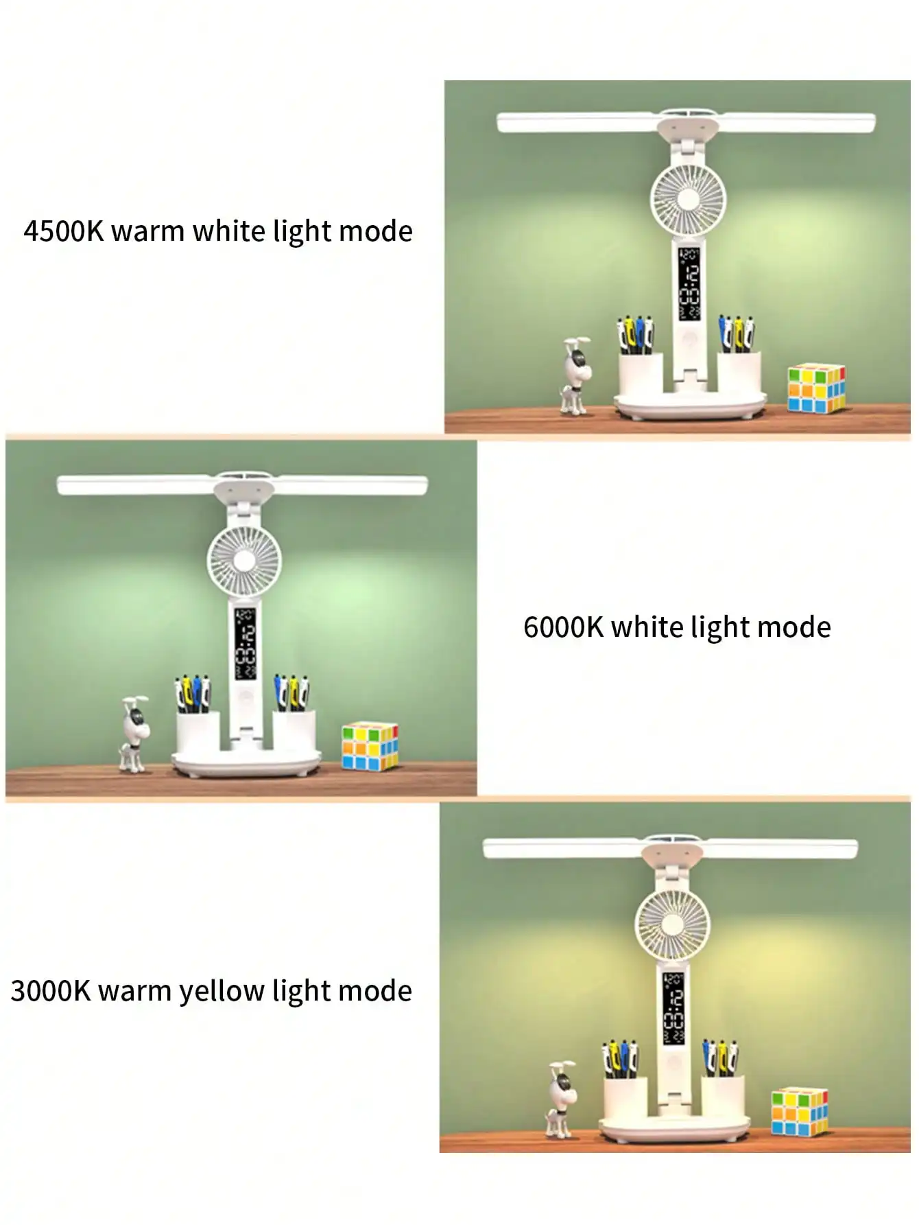مصباح مكتبي قابل للطي بمروحة LED واقية للعين، مصباح طاولة قراءة ذكي لغرفة النوم لسكن الطلاب